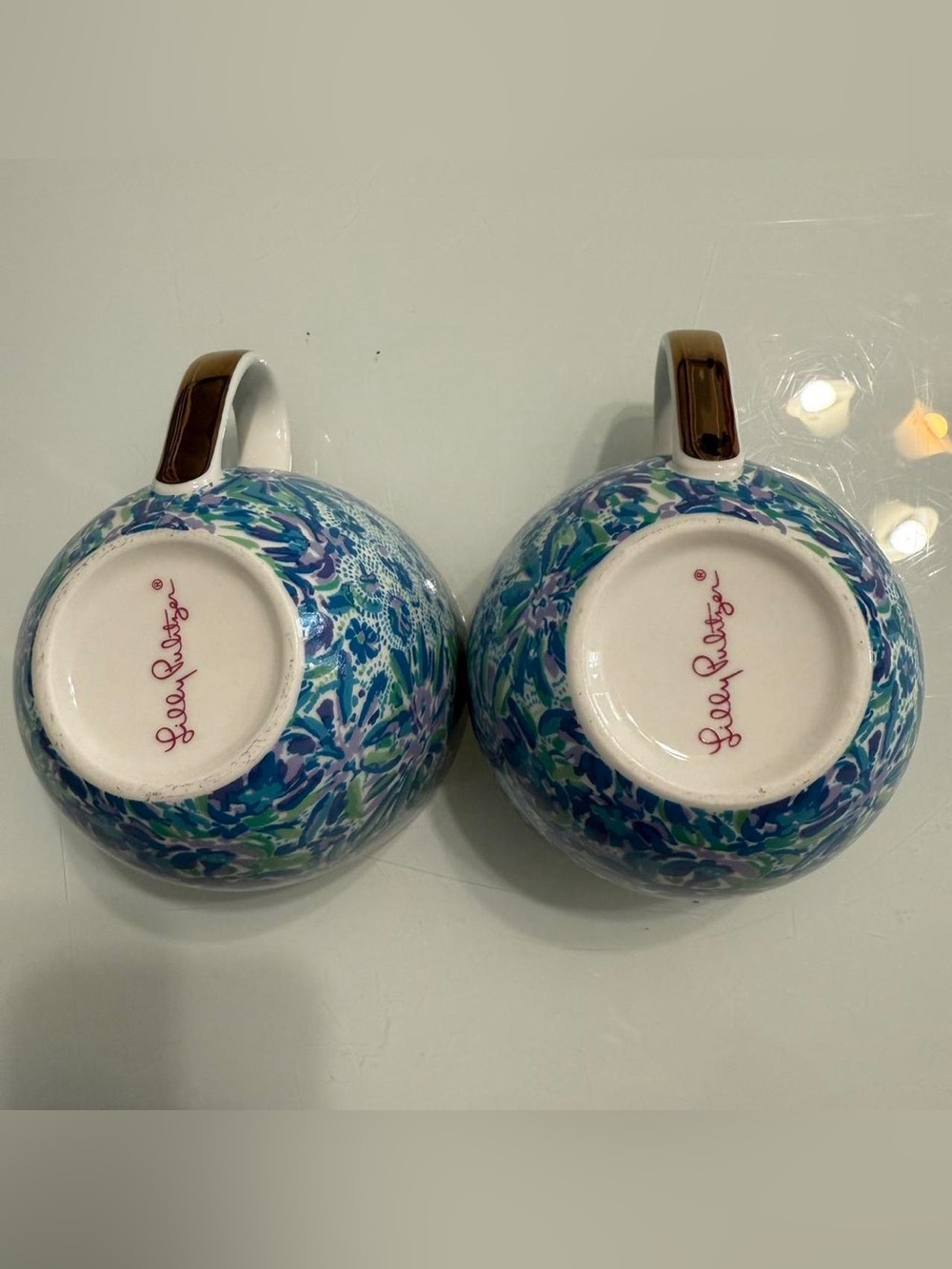 3 Lilly Pulitzer Blue Floral Ceramic Mugs - (only 2 pictured) - Picture 3 of 4